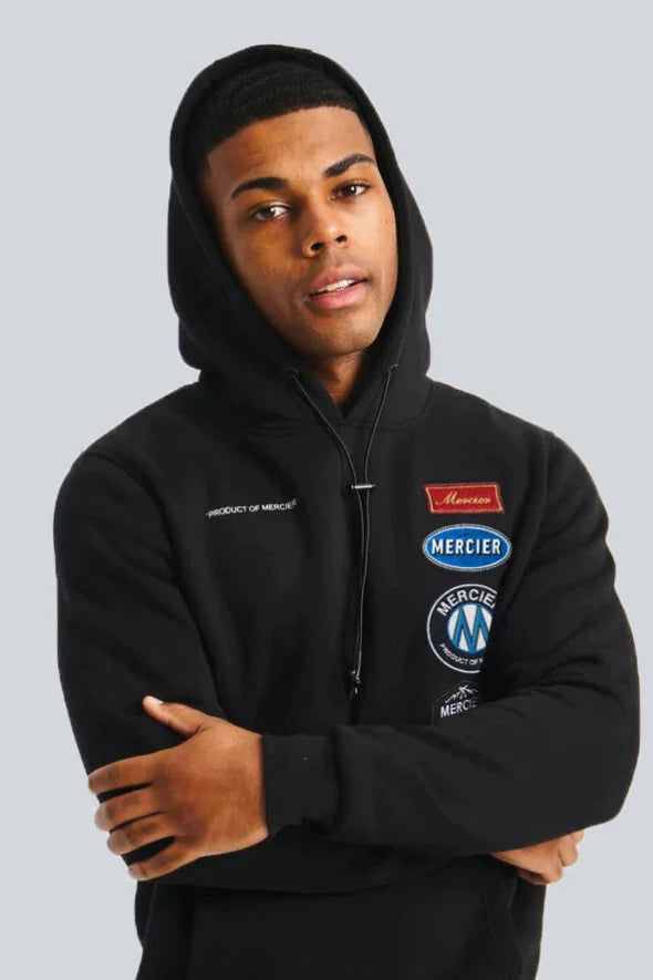 BLACK MERCIER HYBRID BADGE HOODIE